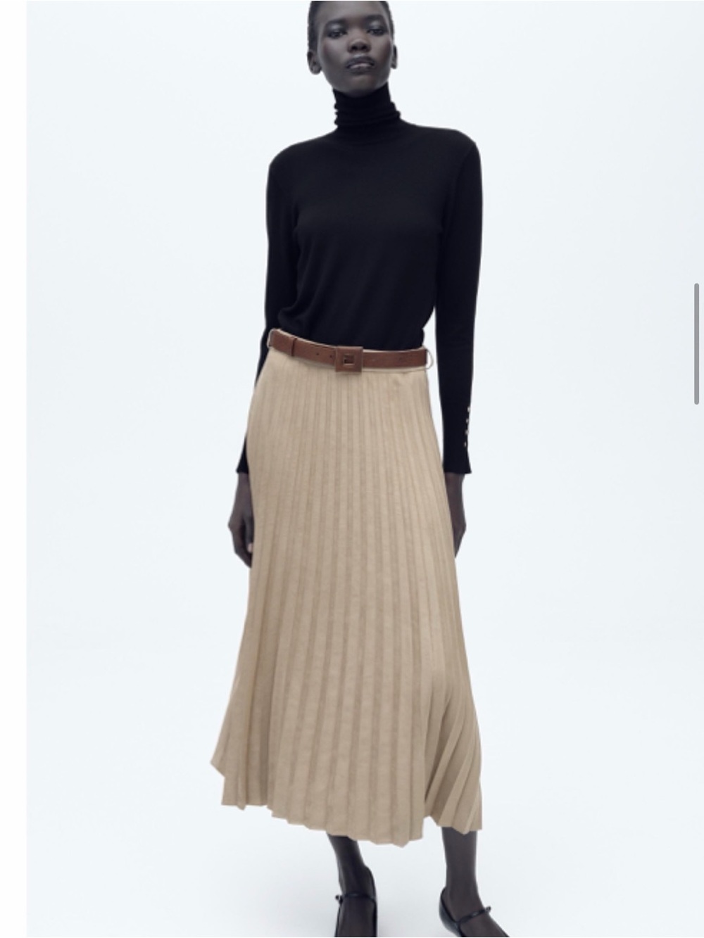 Zara BELTED FAUX SUEDE MIDI SKIRT
SAND NWT